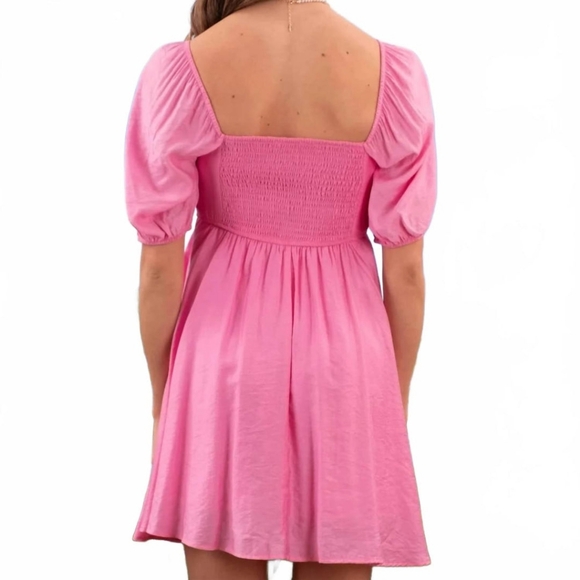 Blu Pepper Pink Puff Sleeve Dress - Picture 2 of 5